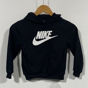 Nike kids Black Pullover Hoodie with White Swoosh